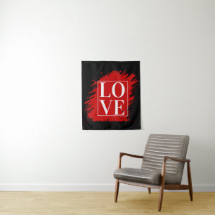 LIEFDE WITTE TYPOGRAFIE RODE KUNST WANDKLEED