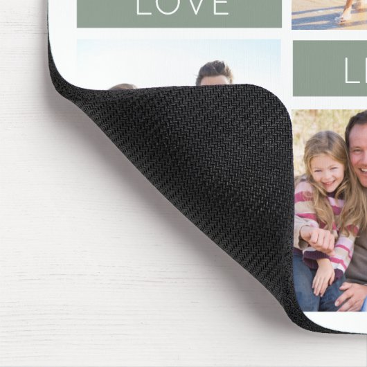 Liefde woont hier Sage Groene Fotocollage Muismat (Hoek)