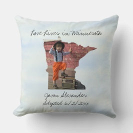 Liefde woont in Minnesota State Shaped Custom Foto Kussen