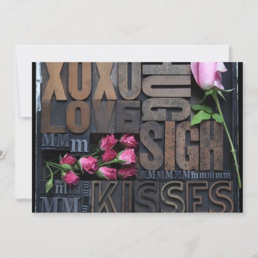 liefde woorden in letterpress type uitnodiging (Voorkant)