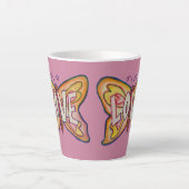 Liefde Word Art Roze Vlinder Vleugel Cup Latte Mok (Voorkant)