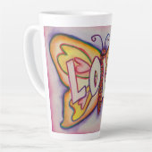 Liefde Word Art Roze Vlinder Vleugel Cup Latte Mok (Linkerhoek)