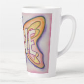 Liefde Word Art Roze Vlinder Vleugel Cup Latte Mok (Rechts)