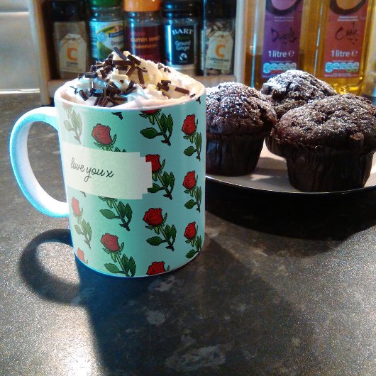 Liefde x Enkele Rode Roos Patroon Koffiemok