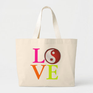 Liefde+Yin Yang Symbool Grote Tote Bag