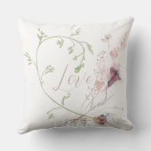 Liefde Zachte Waterverf Bloemen Romantisch Kussen (Achterkant)