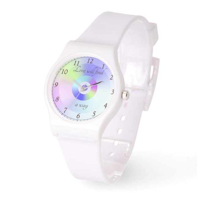 Liefde zal een weg vinden met kleurrijk verlooppat horloge (Hoek)