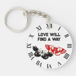 Liefde zal een weg vinden met  vlinders sleutelhanger