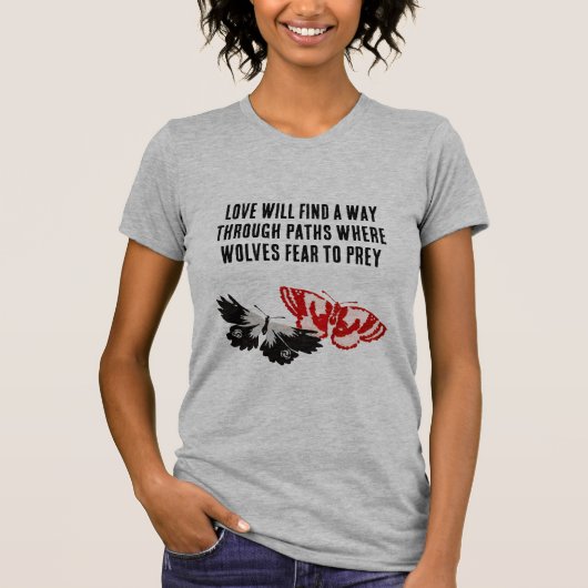 Liefde zal een weg vinden met vlinders t-shirt (Voorkant)