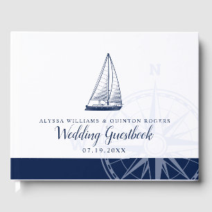 Liefde zet koers zeilboot bruiloft thema gastenboek