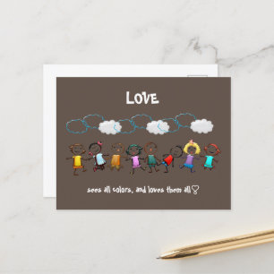 Liefde ziet alle kleuren en houdt van ze allemaal  briefkaart