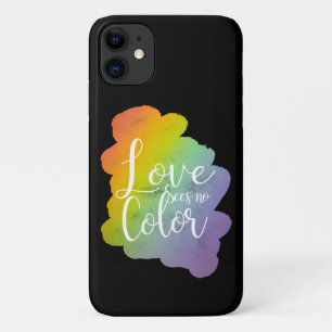 Liefde ziet geen kleuren citaat regenboog zwart iPhone 11 hoesje
