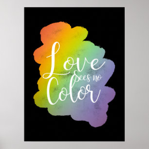 Liefde ziet geen kleuren citaat regenboog zwart poster