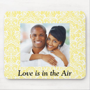 Liefde zit in de Air yellow Damask Photo Mousepad Muismat