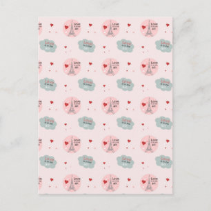 Liefde zit in de eiffeltoren en het hartenpatroon briefkaart