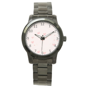 Liefde zit in de lucht roze harten horloge