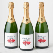 Liefde zit in de lucht sparkling wijnetiket (Flessen)