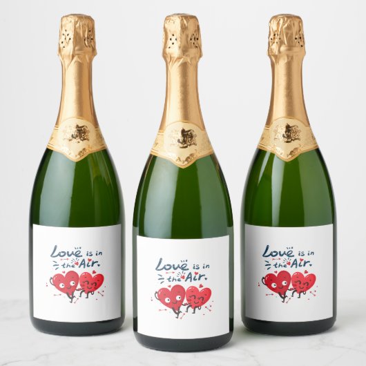 Liefde zit in de lucht sparkling wijnetiket (Flessen)