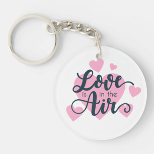 Liefde zit in de lucht Valentijnsdag Button Sleu Sleutelhanger