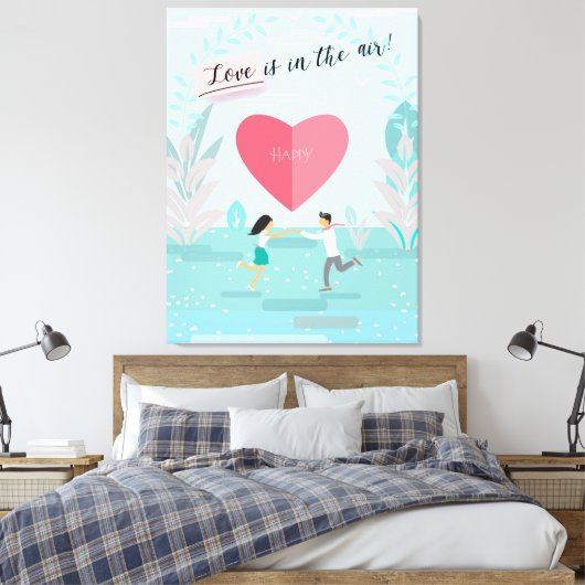 "Liefde zit in de lucht!" Vernoemd paar Modern Canvas Afdruk (Insitu (Slaapkamer))