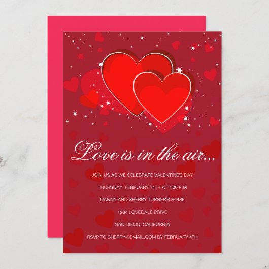 Liefde zit in de uitnodiging van de partij van de  (Voorkant / Achterkant)