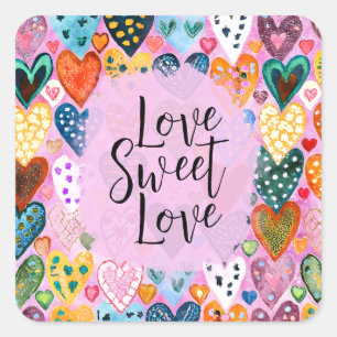 Liefde Zoete Liefde Valentijnsdag Harten Helder Kl Vierkante Sticker