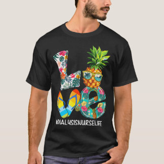 Liefde Zomer Ananas Tropische Flip Flop Verpleegst T-shirt