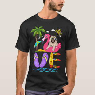 Liefde Zomer Pug Flip Flops Flamingo Hond Huisdier T-shirt