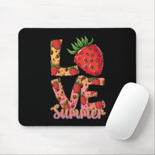Liefde & zomer   Roze en bruin   verse aardbei Muismat