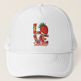 Liefde & zomer Roze en bruin verse aardbei Trucker Pet
