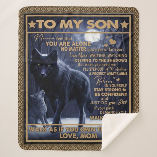 Liefde zoon| Brief aan mijn zoon Voel je nooit all Sherpa Deken (Voorkant)