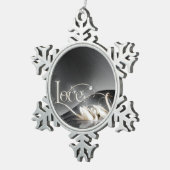 Liefde Zwanen Bruiloft Tin Sneeuwvlok Ornament (Rechts)