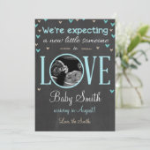 Liefde Zwangerschap Aankondiging Ultrasound Blue B (Staand voorkant)