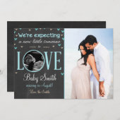 Liefde Zwangerschap Aankondiging Ultrasound Blue B (Voorkant / Achterkant)