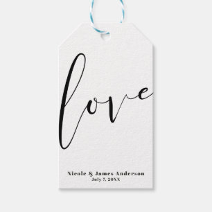 LIEFDE Zwart Wit Moderne Typografie Trouwgunst Cadeaulabel