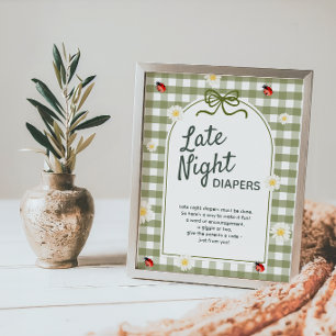 Liefdebeestje Late Night Luier Baby Shower Bord Poster