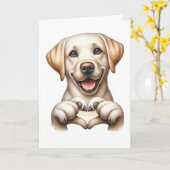 Liefdekaart voor de schattige hond kaart (Gele Bloem)