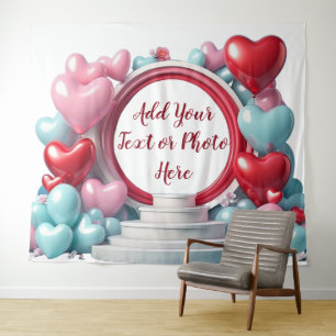 Liefdes Hart Ballonboog Achtergrond Wandkleed