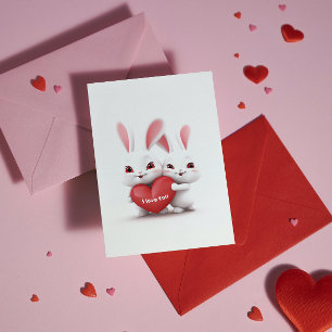 Liefdes Konijntjes Aangepaste Tekst & Naam Valen Feestdagen Kaart