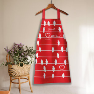 Liefdes vogels hart rood & witte schort