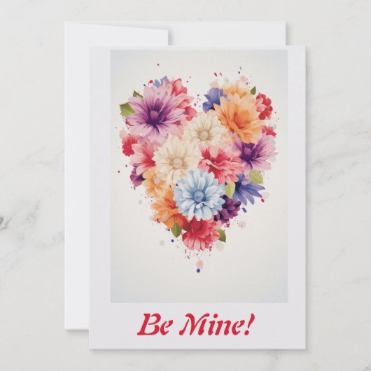 Liefdesbloem Regenboog Hart 4 Persoonlijk Feestdagenkaart (Voorkant)