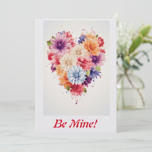 Liefdesbloem Regenboog Hart 4 Persoonlijk Feestdagenkaart (Staand voorkant)