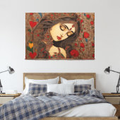 Liefdesbloesems: Madhubani Canvas Prints (Insitu (Slaapkamer))