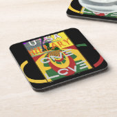 Liefdesboodschap in Rasta Colours Art Print Bier Onderzetter (Linkerzijde)