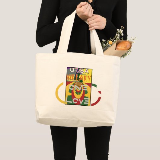 Liefdesboodschap in Rasta Colours Art Print Grote Tote Bag (Voorkant (product))