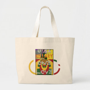Liefdesboodschap in Rasta Colours Art Print Grote Tote Bag
