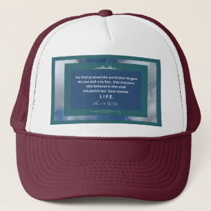 Liefdesboodschap - Johannes 3-16 - Maroon en Wit Trucker Pet