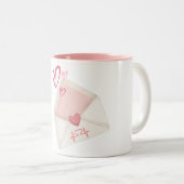 Liefdesbrief Mok – Romantische envelop & Roze Hart (Voorkant rechts)