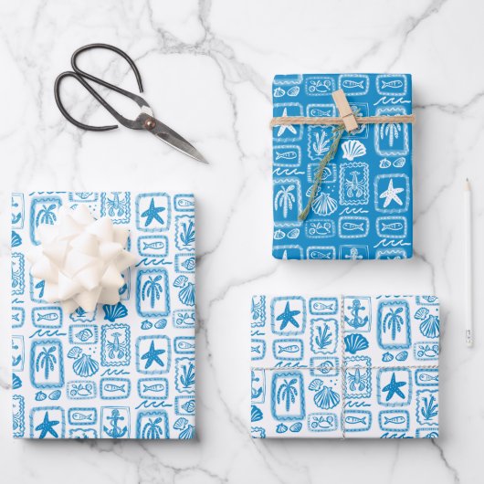 Liefdesbriefjes van het strand Oceaan Modern Aange Inpakpapier Vel (Voorkant)