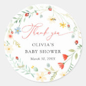 Liefdesbug Garden Wildflower Baby shower Bedankt Ronde Sticker (Voorkant)